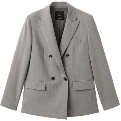 Mango Double-Breasted Wool Blend Blazer XL GREY XL Mango Double-Breasted Wool Blend Blazer XL GREY XL