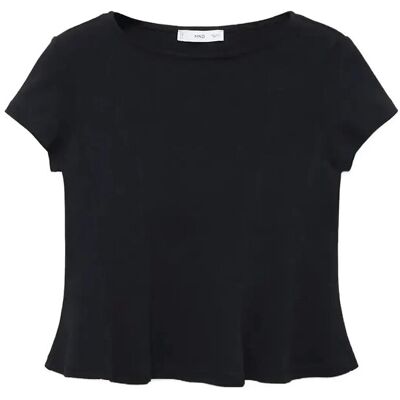 Mango A-Line Cotton Tee XS BLACK XS Mango A-Line Cotton Tee XS BLACK XS