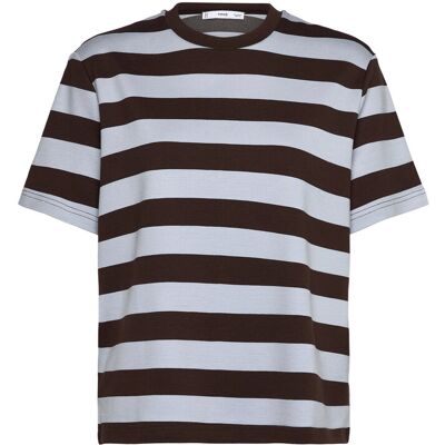 Mango Striped Short-Sleeved T-Shirt XL BROWN XL Mango Striped Short-Sleeved T-Shirt XL BROWN XL