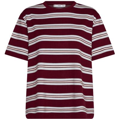 Mango Striped Short-Sleeved T-Shirt M DARK RED M Mango Striped Short-Sleeved T-Shirt M DARK RED M