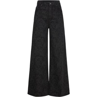 Mango Wide Leg Paisley-Print Jeans 32 OPEN GREY 32 Mango Wide Leg Paisley-Print Jeans 32 OPEN GREY 32