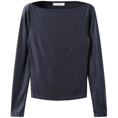 Mango Metallic Boat-Neck Top XL NAVY XL Mango Metallic Boat-Neck Top XL NAVY XL