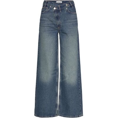 Mango Wide Leg Mid-Rise Jeans With A Crossover Waistband 42 OPEN BLUE 42 Mango Wide Leg Mid-Rise Jeans With A Crossover Waistband 42 OPEN BLUE 42
