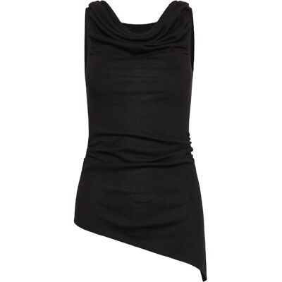 Mango Draped Knitted Top XS BLACK XS Mango Draped Knitted Top XS BLACK XS