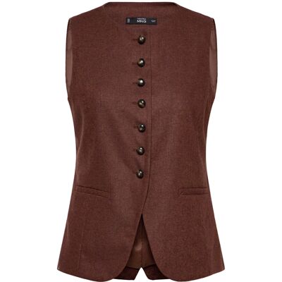 Mango Wool-Blend Gilet With Buttons M MEDIUM BROWN M Mango Wool-Blend Gilet With Buttons M MEDIUM BROWN M