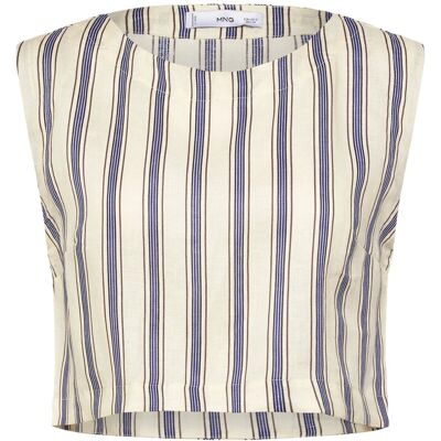 Mango Striped Linen Top XS LIGHT BEIGE XS Mango Striped Linen Top XS LIGHT BEIGE XS