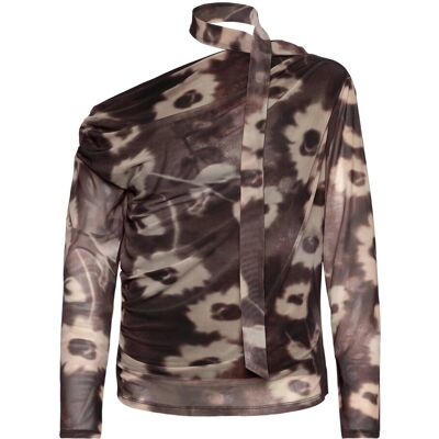 Mango Floral-Print T-Shirt With Scarf XS BROWN XS Mango Floral-Print T-Shirt With Scarf XS BROWN XS