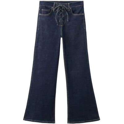 Mango Flared Jeans With Drawstrings 32 OPEN BLUE 32 Mango Flared Jeans With Drawstrings 32 OPEN BLUE 32