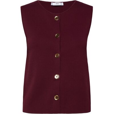 Mango Fine-Knit Gilet XS DARK RED XS Mango Fine-Knit Gilet XS DARK RED XS