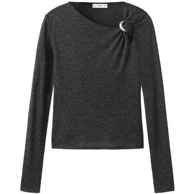Mango Metal Detail T-Shirt L GREY L Mango Metal Detail T-Shirt L GREY L