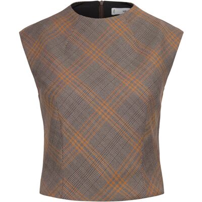 Mango Fitted Check Top XL BROWN XL Mango Fitted Check Top XL BROWN XL
