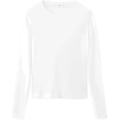 Mango Long Sleeve Cotton T-Shirt XS WHITE XS Mango Long Sleeve Cotton T-Shirt XS WHITE XS