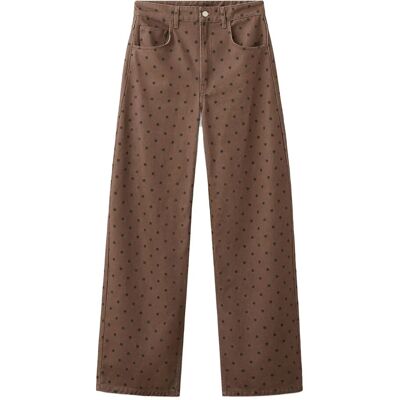 Mango Polka Dot Balloon Jeans 38 DARK BROWN 38 Mango Polka Dot Balloon Jeans 38 DARK BROWN 38