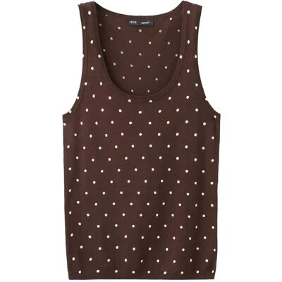 Mango Polka-Dot Knitted Top XL DARK BROWN XL Mango Polka-Dot Knitted Top XL DARK BROWN XL