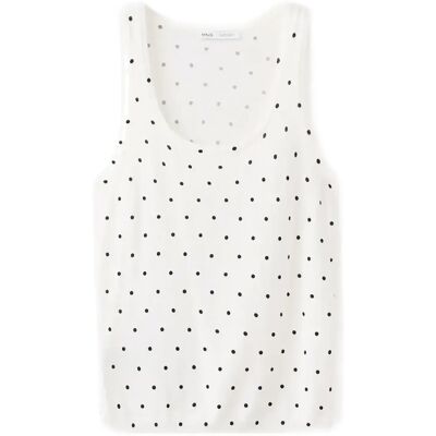 Mango Polka-Dot Knitted Top XL NATURAL WHITE XL Mango Polka-Dot Knitted Top XL NATURAL WHITE XL
