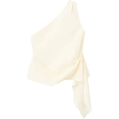 Mango Asymmetrical Lyocell Top M NATURAL WHITE M Mango Asymmetrical Lyocell Top M NATURAL WHITE M