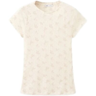 Mango T-Shirt With Raised Embroidered Details XS LIGHT BEIGE XS Mango T-Shirt With Raised Embroidered Details XS LIGHT BEIGE XS