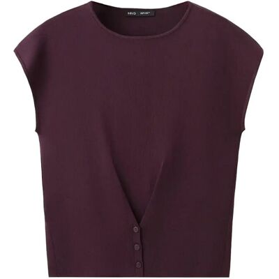 Mango Buttoned Knit Top M DARK RED M Mango Buttoned Knit Top M DARK RED M