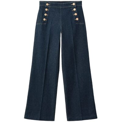 Mango Wide-Leg Jeans With Side Buttons 32 OPEN BLUE 32 Mango Wide-Leg Jeans With Side Buttons 32 OPEN BLUE 32
