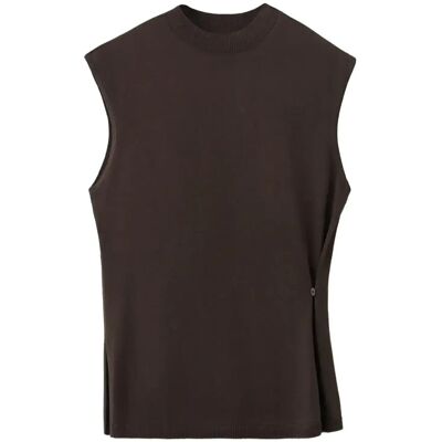 Mango Side Gathered Knitted Top XL DARK BROWN XL Mango Side Gathered Knitted Top XL DARK BROWN XL