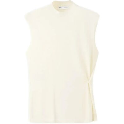 Mango Side Gathered Knitted Top S LIGHT BEIGE S Mango Side Gathered Knitted Top S LIGHT BEIGE S
