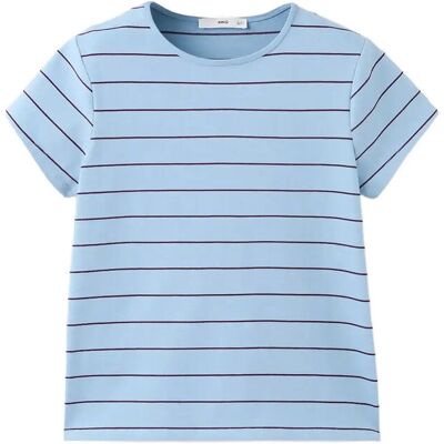 Mango Striped Cotton T-Shirt L MEDIUM BLUE L Mango Striped Cotton T-Shirt L MEDIUM BLUE L