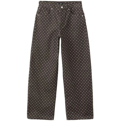 Mango Polka Dot Balloon Jeans 32 DARK BROWN 32 Mango Polka Dot Balloon Jeans 32 DARK BROWN 32