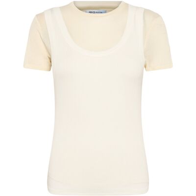 Mango Two-Tone Contrast T-Shirt L NATURAL WHITE L Mango Two-Tone Contrast T-Shirt L NATURAL WHITE L