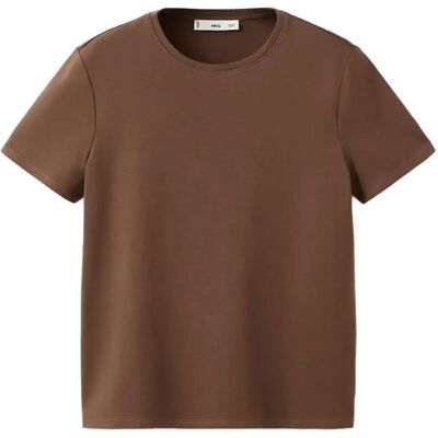 Mango Short-Sleeved Cotton T-Shirt M BROWN M Mango Short-Sleeved Cotton T-Shirt M BROWN M