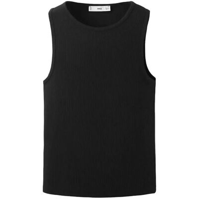 Mango Ribbed Cotton-Blend Top M BLACK M Mango Ribbed Cotton-Blend Top M BLACK M