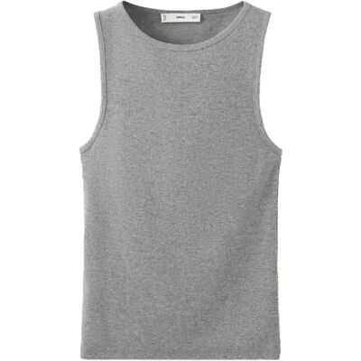 Mango Ribbed Cotton-Blend Top XL MEDIUM GREY XL Mango Ribbed Cotton-Blend Top XL MEDIUM GREY XL