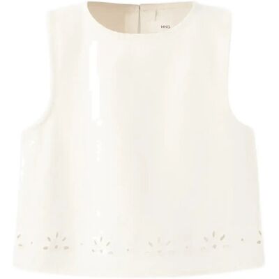 Mango Embroidered Denim Top 13-14 LIGHT BEIGE 13-14 Mango Embroidered Denim Top 13-14 LIGHT BEIGE 13-14