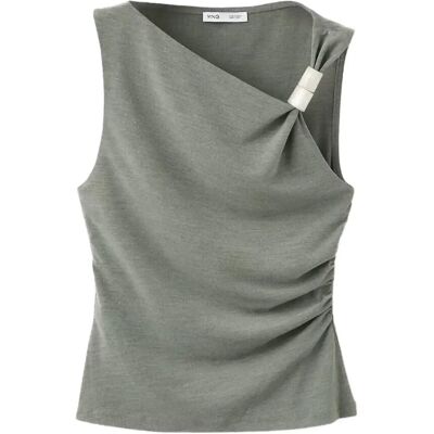 Mango Asymmetric Ruched Top XL GREEN XL Mango Asymmetric Ruched Top XL GREEN XL