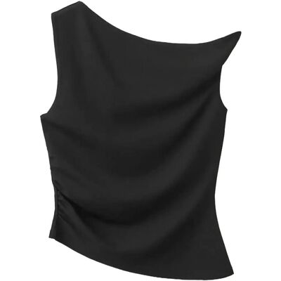 Mango Asymmetrical Fitted Top S BLACK S Mango Asymmetrical Fitted Top S BLACK S
