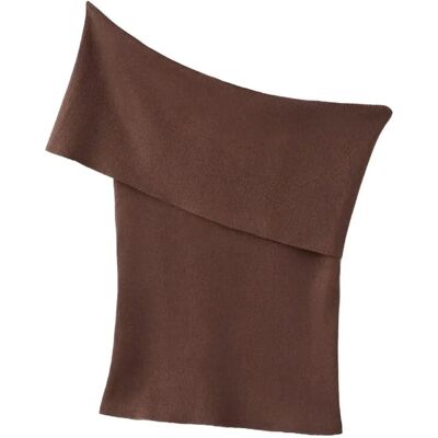 Mango Strapless Knitted Top S DARK BROWN S Mango Strapless Knitted Top S DARK BROWN S