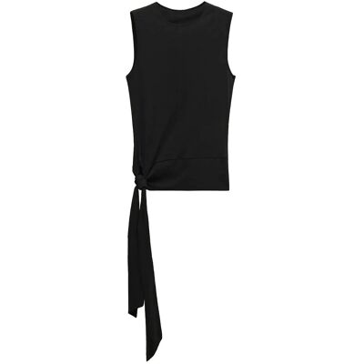 Mango Cotton Top With Knot Detail S BLACK S Mango Cotton Top With Knot Detail S BLACK S