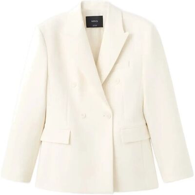 Mango Fitted Double-Breasted Blazer XL LIGHT BEIGE XL Mango Fitted Double-Breasted Blazer XL LIGHT BEIGE XL
