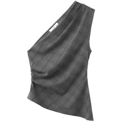 Mango Asymmetrical Check Top XS GREY XS Mango Asymmetrical Check Top XS GREY XS