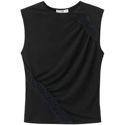 Mango Ruched Fitted Top XXS BLACK XXS Mango Ruched Fitted Top XXS BLACK XXS