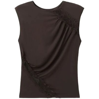 Mango Ruched Fitted Top XL BROWN XL Mango Ruched Fitted Top XL BROWN XL