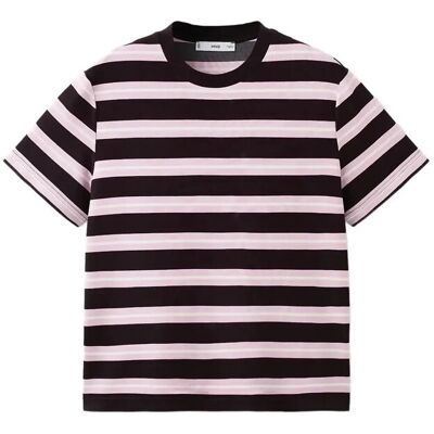 Mango Striped Short-Sleeved T-Shirt M BROWN M Mango Striped Short-Sleeved T-Shirt M BROWN M