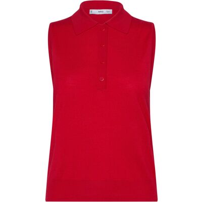 Mango Fine-Knit Polo Neck Gilet XS RED XS Mango Fine-Knit Polo Neck Gilet XS RED XS