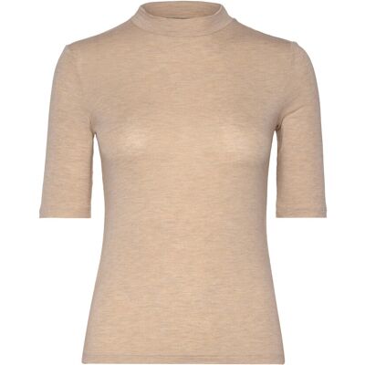 Mango Short Sleeve Knitted T-Shirt XS LT PASTEL BROWN XS Mango Short Sleeve Knitted T-Shirt XS LT PASTEL BROWN XS