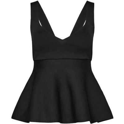 Mango Fine-Knit Peplum Top S BLACK S Mango Fine-Knit Peplum Top S BLACK S