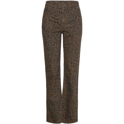 Mango Leopard-Print Straight Jeans 38 DARK BROWN 38 Mango Leopard-Print Straight Jeans 38 DARK BROWN 38