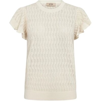 MOS MOSH Mmganna Pattern O-Neck Knit Top XS ECRU XS MOS MOSH Mmganna Pattern O-Neck Knit Top XS ECRU XS