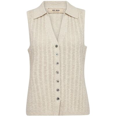 MOS MOSH Mmrinja Marisol Line Knit Top XS ECRU XS MOS MOSH Mmrinja Marisol Line Knit Top XS ECRU XS