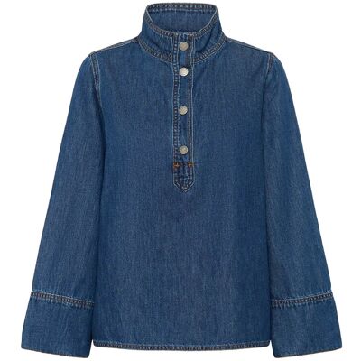 Essential Foods Hilmamw 171 Boxy Blouse 42 MEDIUM BLUE WASH 42 Essential Foods Hilmamw 171 Boxy Blouse 42 MEDIUM BLUE WASH 42