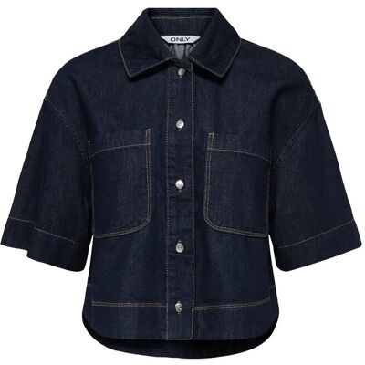 ONLY Onlcleo Life Ss Crop Dnm Shirt Pim Noos S DARK BLUE DENIM S ONLY Onlcleo Life Ss Crop Dnm Shirt Pim Noos S DARK BLUE DENIM S