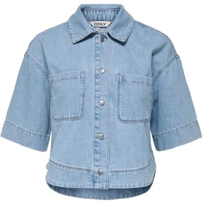 ONLY Onlcleo Life Ss Crop Dnm Shirt Pim Noos XS LIGHT BLUE DENIM XS ONLY Onlcleo Life Ss Crop Dnm Shirt Pim Noos XS LIGHT BLUE DENIM XS